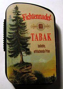 Fichtennadel-Schnupftabak-Dose vom Hersteller Bernard mit fein gemahlenem Tabak, leichtem Menthol und frischem Fichtenöl