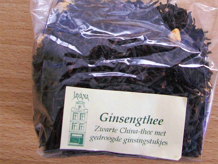 Durchsichtiger Plastikbeutel mit chinesischem Ginsengtee