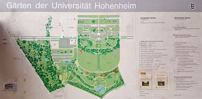 Schautafel der Hohenheimer Gärten in Stuttgart