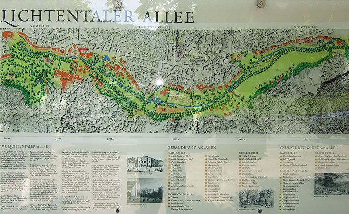 Übersichtsplan von der Lichtentaler Allee in Baden-Baden