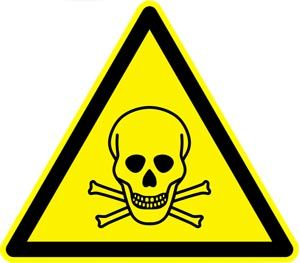 Warnschild für giftige Stoffe nach DIN-Norm 4844-2