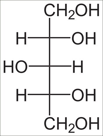 Schaubild der chemischen Struktur von Xylitol oder Xylit